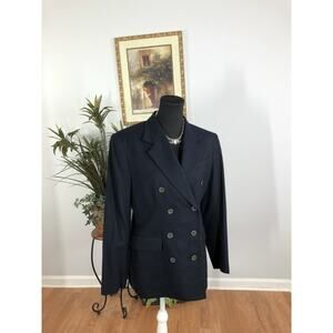 Evan-Picone Women Lapel Collar Jacket Button Long Sleeve Black 10 Office Siren